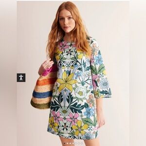 Boden Floral Linen Flare Dress, Size 6R